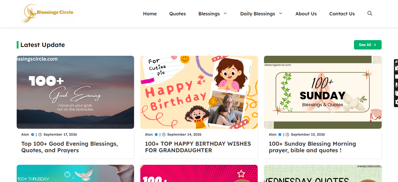 BlessingsCircle.com – Premium English Quotes & Blessings Website for Sale